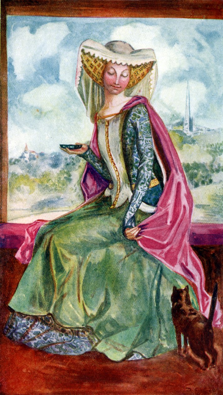 Vrouwenkostuum in het bewind van Hendrik V (1413-1422) door Dion Clayton Calthrop