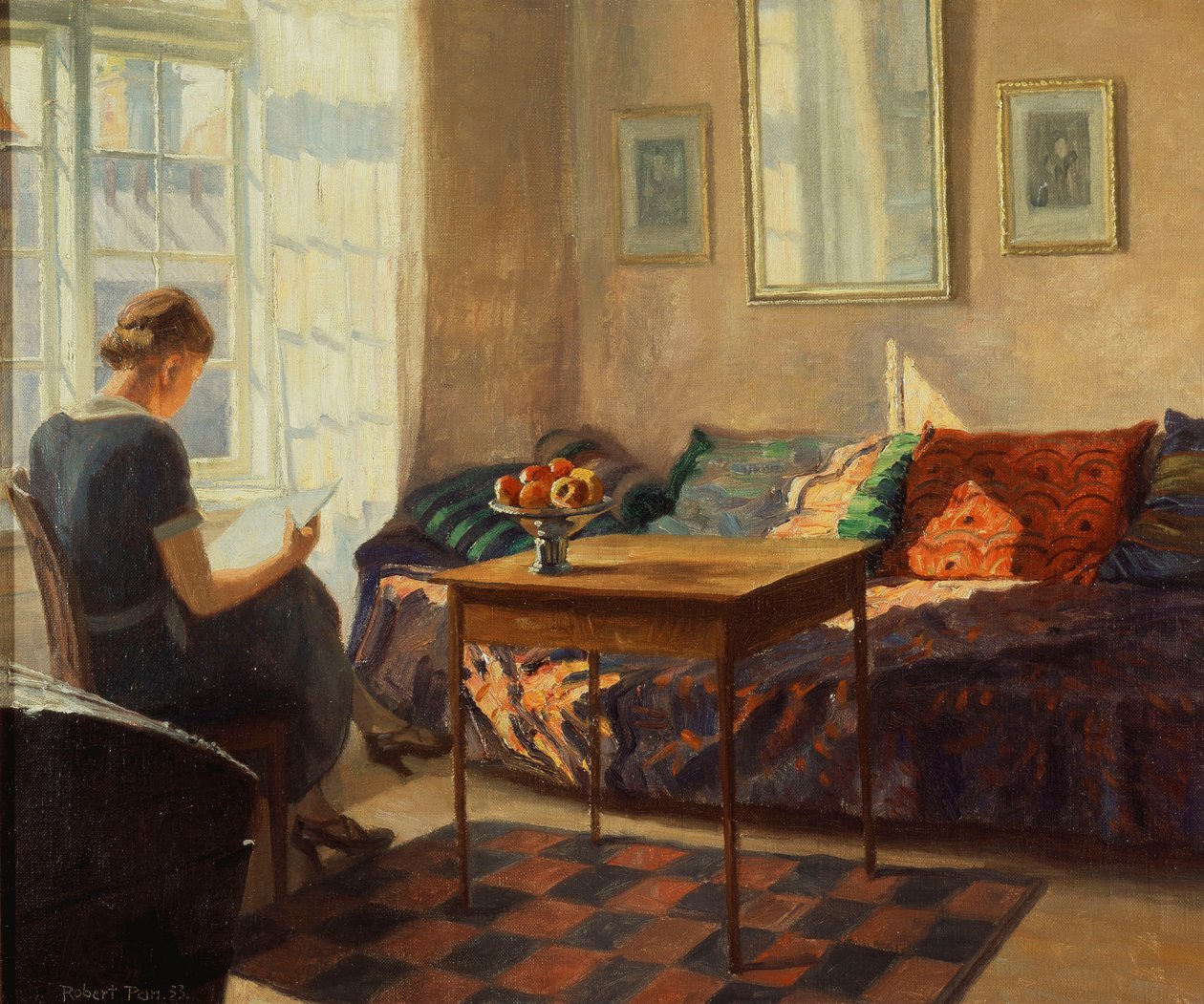 Een vrouw die leest bij een raam door Robert Panitzsch