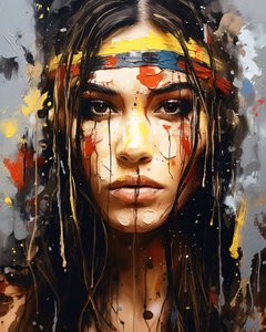 Abstract portret: Een jonge inheemse Amerikaanse vrouw