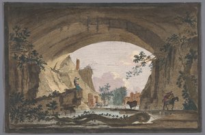 Gezicht op een gewelf over een rivier