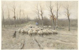 Schapenkudde op de heide bij Laren