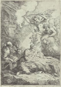 Geboorte van Christus met engelen