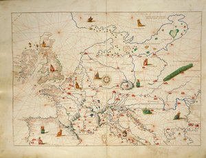 Europa, uit Atlas van de Wereld in drieëndertig Kaarten, door Battista Agnese