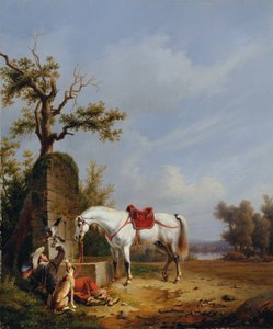 Ruiter met Paard door Edmond Jean Baptiste Tschaggeny