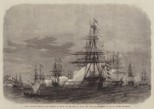 HMS Galatea ontvangt de Keizer van Brazilië tijdens zijn bezoek aan ZKH de Hertog van Edinburgh in Rio de Janeiro