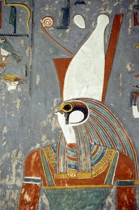 Horus met dubbele kroon, graf van Horemheb, Vallei der Koningen, Luxor, Oud Thebe (foto)