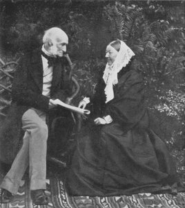 Florence Nightingale en Sir Harry Verney op het gazon bij Claydon House, 1889