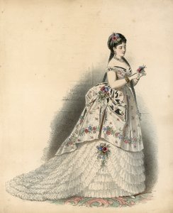 Victoriaanse modeplaat (gekleurde gravure)