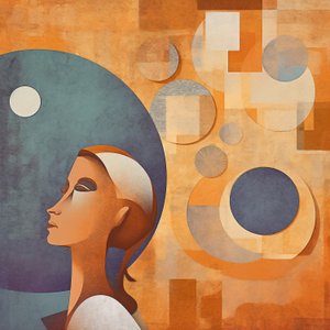 Abstract digitaal schilderij van een persoon die zich verveelt en overweldigd voelt