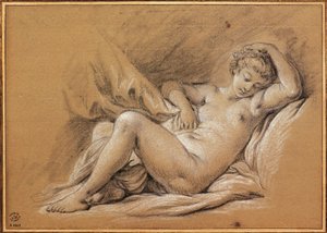 Frankrijk, Chinoiserieën, tekening van naakte vrouw op een bed (tekening)