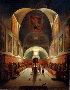 Interieur van de kerk van Capuchines in Rome, late 18e of 19e eeuw