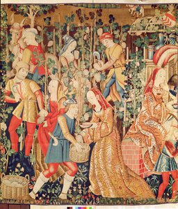 Druiven plukken, detail van De druivenoogst