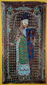 Voorstelling van Geoffroi V Le Bel Plantagenet (Graaf van Maine en Anjou, Hertog van Normandië) (1113-1151). Grafplaat in email. 1151. Musée de Tessé. Le Mans