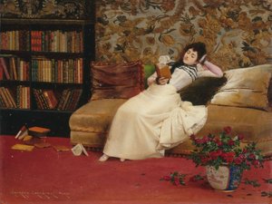 Lezen, ca.1890 (olieverf op doek)