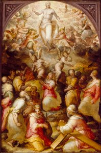 Christus in glorie met de heiligen Agnes en Helena