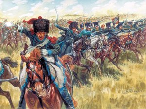 Eerste Keizerrijk: 16e Regiment Jagers te Paard van de Grote Armee - Illustratie door Giuseppe Rava