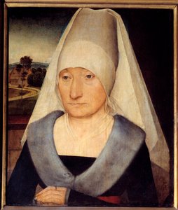 Portret van een oude vrouw Schilderij door Hans Memling (1435-1494) 15e eeuw - Portret van een oude vrouw. Schilderij door Hans Memling (1435-1494)