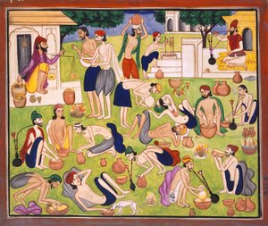 Mannen die opium roken, zittend of liggend op de grond, c.1870