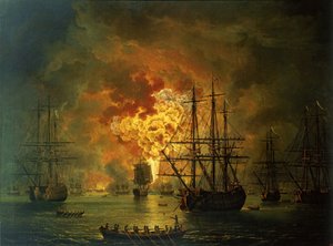 De vernietiging van de Turkse vloot in de Baai van Chesma, 1772