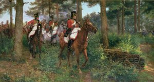 Een Gevecht van Voorposten, de 9e Huzaren van Napoleons 1e Leger 1806
