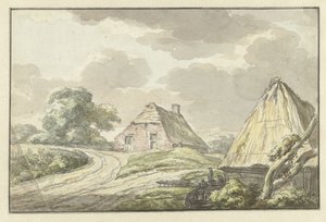 Boerenhuis aan de splitsing van een landweg