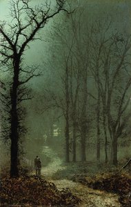 Liefhebbers in een bos bij maanlicht, 1873