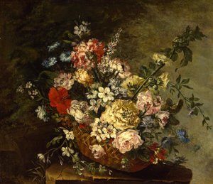 Stilleven met bloemen in een mand, ca. 1780-1790