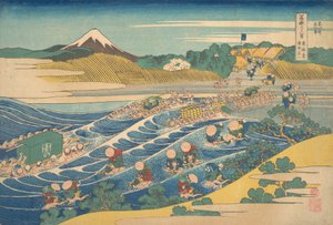 Fuji gezien vanaf Kanaya op de Tokaido, uit de serie Thir..., ca. 1830-32 door Katsushika Hokusai
