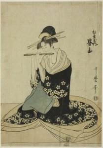 De Courtisane Seyama van de Matsubaya, uit een ongetitelde serie courtisanes van de Matsubaya als vijf muzikanten
