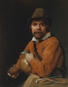 Man met een kruik