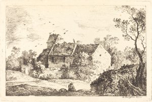 Huis met een Duiventil in een Heuvelachtig Landschap