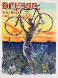 Vintage Franse poster van een godin met een fiets, ca. 1898