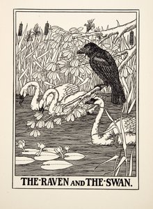 De raaf en de zwaan, uit Honderd fabels van Aesopus, uitgegeven 1903 door Percy J. Billingshurst