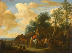 Stoppen bij een herberg langs de weg