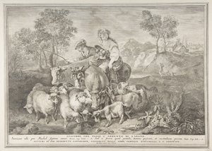 Jacob die de kudde van Laban hoedt