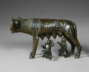De Capitolijnse Wolvin die Romulus en Remus Zoogt