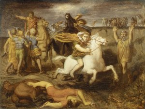 Scène uit de Gallische Oorlogen: De Galliër Littavicus, die de Romeinse zaak verraadt, vlucht..., ca. 1838-40