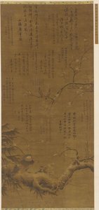 Vogels en pruimenbloesems in de sneeuw, Ming-dynastie, 1368-1644