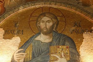 Kerk van St. Saviour van Chora. Dakmozaïek van Christus de Pantocrator (in glorie), Istanbul, Turkije