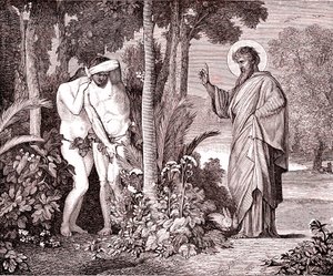 Adam en Eva, facsimile uit het boek van Louis Veuillot 