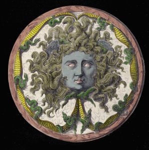 Mythologie: voorstelling van de Medusa, een van de drie Gorgonen.