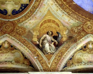 Sint Jan de Evangelist en de adelaar die hem symboliseert. Kapelplafond van het onbevlekte ontwerp, Menton.