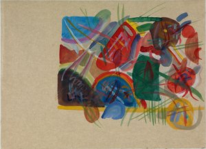 Aquarel met bos en regenboog, 1913