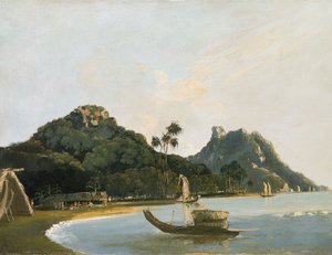 Uitzicht op een deel van Owharre haven, eiland Huahine