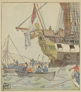 De Keizer in Plymouth, aan boord van de Bellerophon