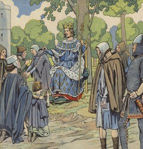 Koning Lodewijk IX van Frankrijk spreekt recht