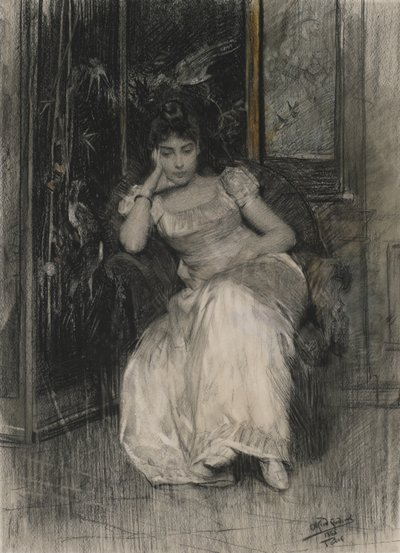 Mademoiselle de Clermont-Tonnerre, 1865 door Alfred Emile Stevens