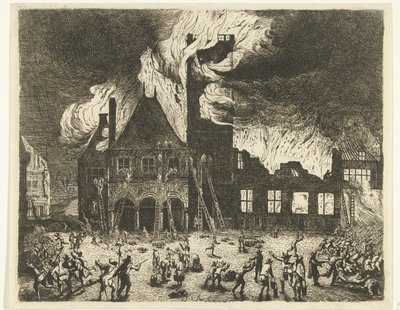 De brand in het Oude Stadhuis van Amsterdam, 1652 door Jan de Baen
